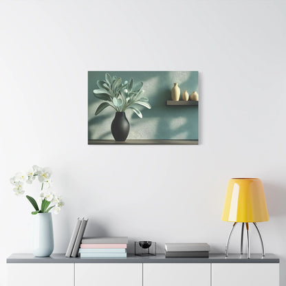 Tableau Cuisine vert sauge noir format horizontal grand pan de mur