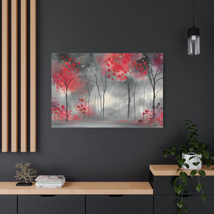 Tableau Gris et Rouge Automne - Érables d'Octobre — Art Virtuoso