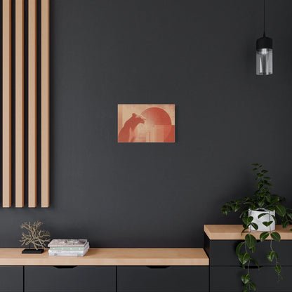 Tableau toile lion — palette rouge brique et ocre patiné