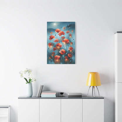 Tableau Coquelicots de Nuit - Clair de Lune - ambiance loft haut de plafond