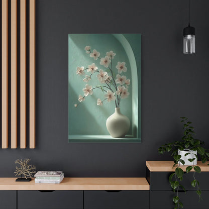 Tableau Vert Sauge et Rose Poudré - Cerisier en Fleur — Art Virtuoso