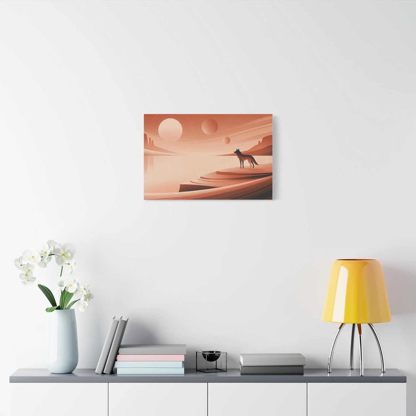 Tableau Loup Terracotta - Crépuscule du Désert - ambiance chambre adulte
