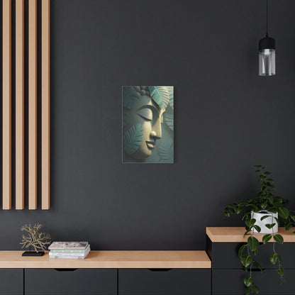 Tableau Bouddha vert sauge dans un cabinet de soins