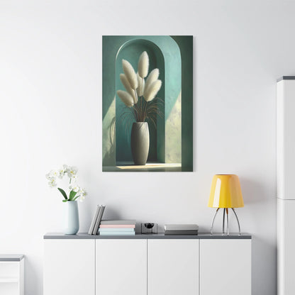 Tableau Couloir vert sauge dans un salon contemporain