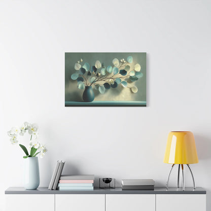 Tableau Vert sauge bleu canard format horizontal grand pan de mur