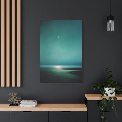 Tableau Clair de Lune Vert Sauge - Veille Argentée — Art Virtuoso