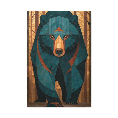 Tableau en Mosaïque Ours Brun Forêt - Gardien Byzantine - intégration salon scandinave