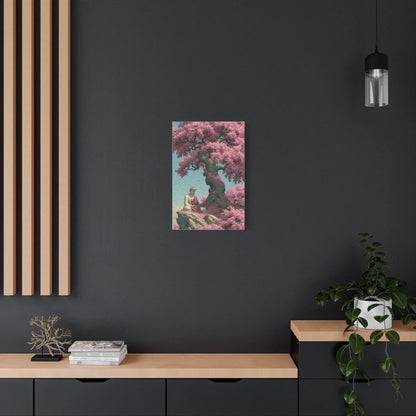 Tableau Bouddha Sakura - Cerisier en Fleurs Japonais - décor pièce à vivre lumineuse
