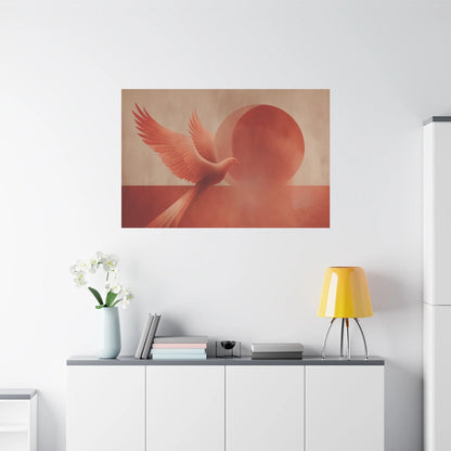 Tableau décoration murale terracotta — phénix vol format horizontal