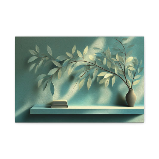 Tableau Salon Vert Sauge - Étagère de Lumière
