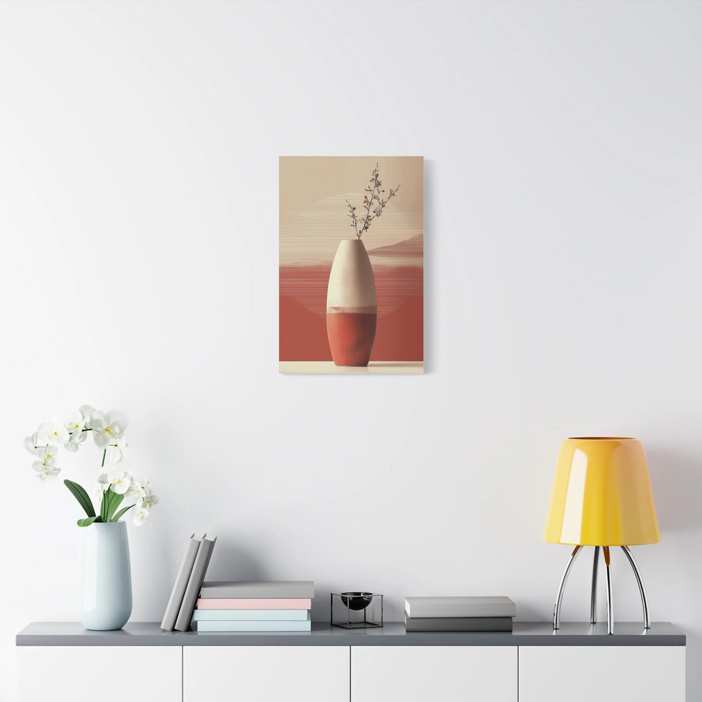 Tableau décoration murale vase dans une entrée scandinave