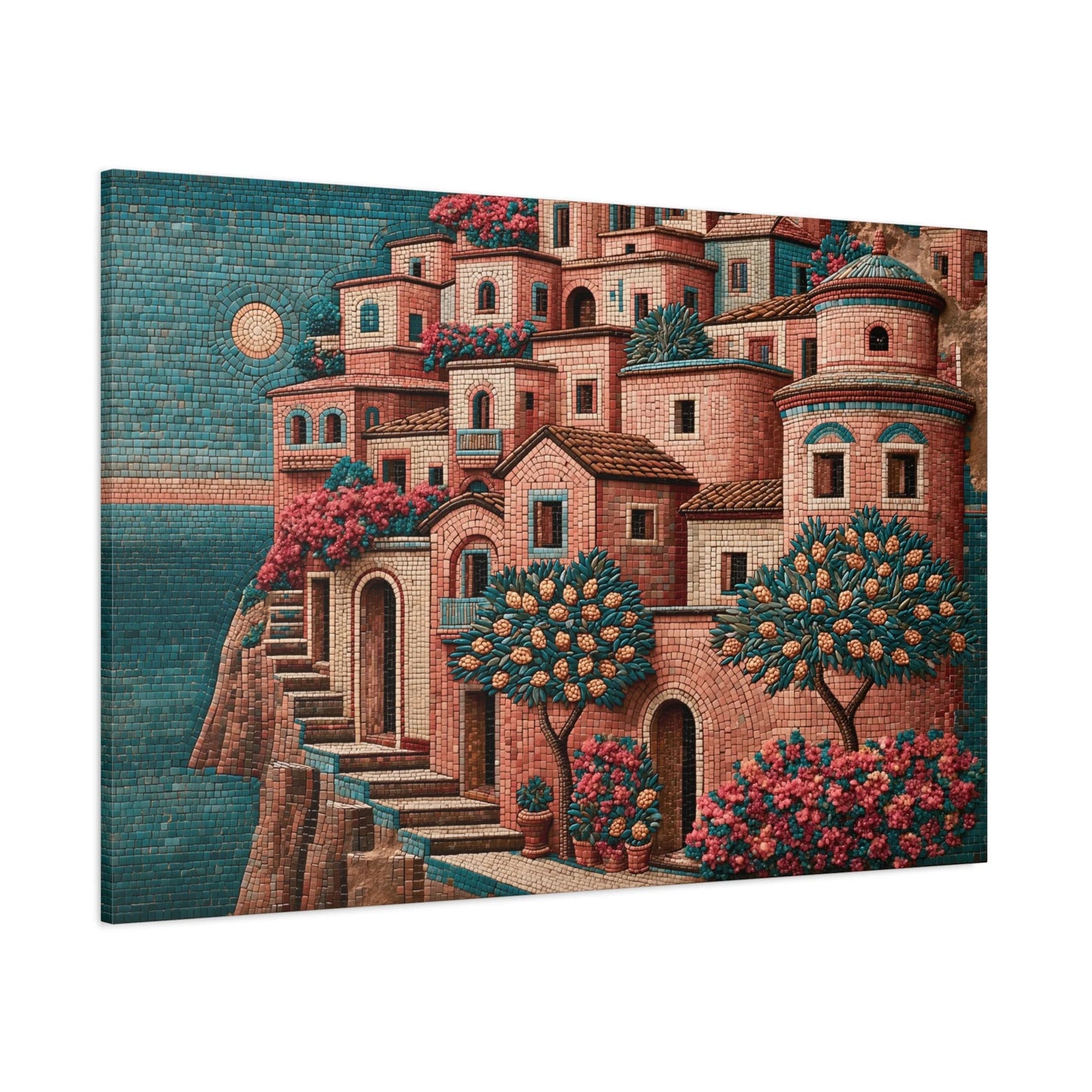 Tableau en Mosaïque Amalfi Ocre - Rivage de Tesselles - décor monumental espace ouvert