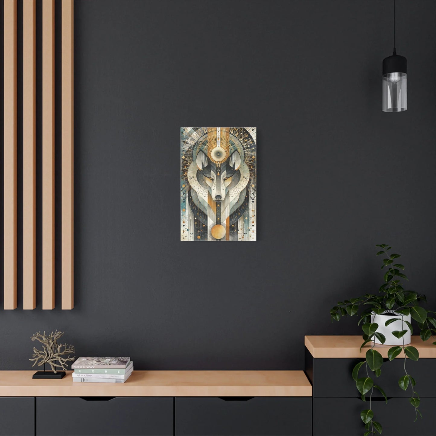 Tableau Loup Tribal - Mandala Ornemental - décor pièce à vivre lumineuse