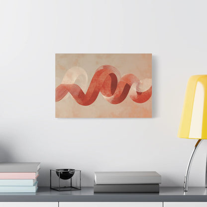 Tableau abstrait gestuel terracotta dans une entrée minimaliste