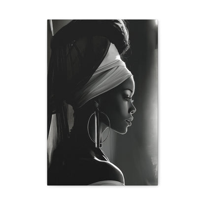 Tableau Femme Africaine Noir Blanc Profil - format S - Art Virtuoso