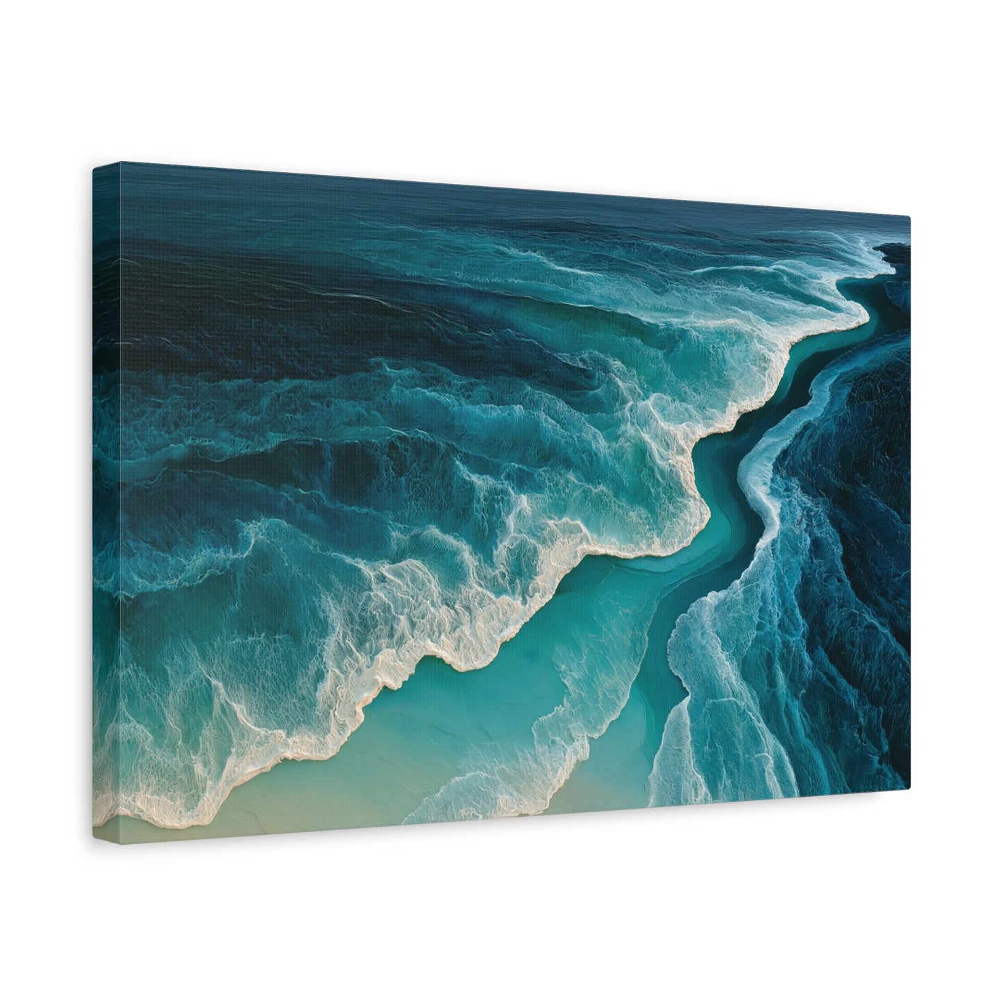 Courants turquoise abstraits vus du ciel avec dentelles d ecume blanche - Art Virtuoso - vue 6/20