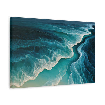 Courants turquoise abstraits vus du ciel avec dentelles d ecume blanche - Art Virtuoso - vue 6/20