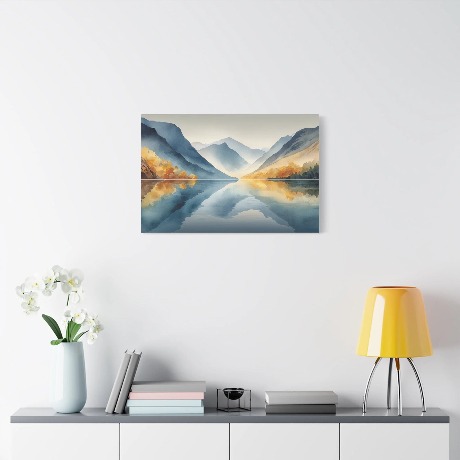 Tableau Lac montagne zen format horizontal grand pan de mur
