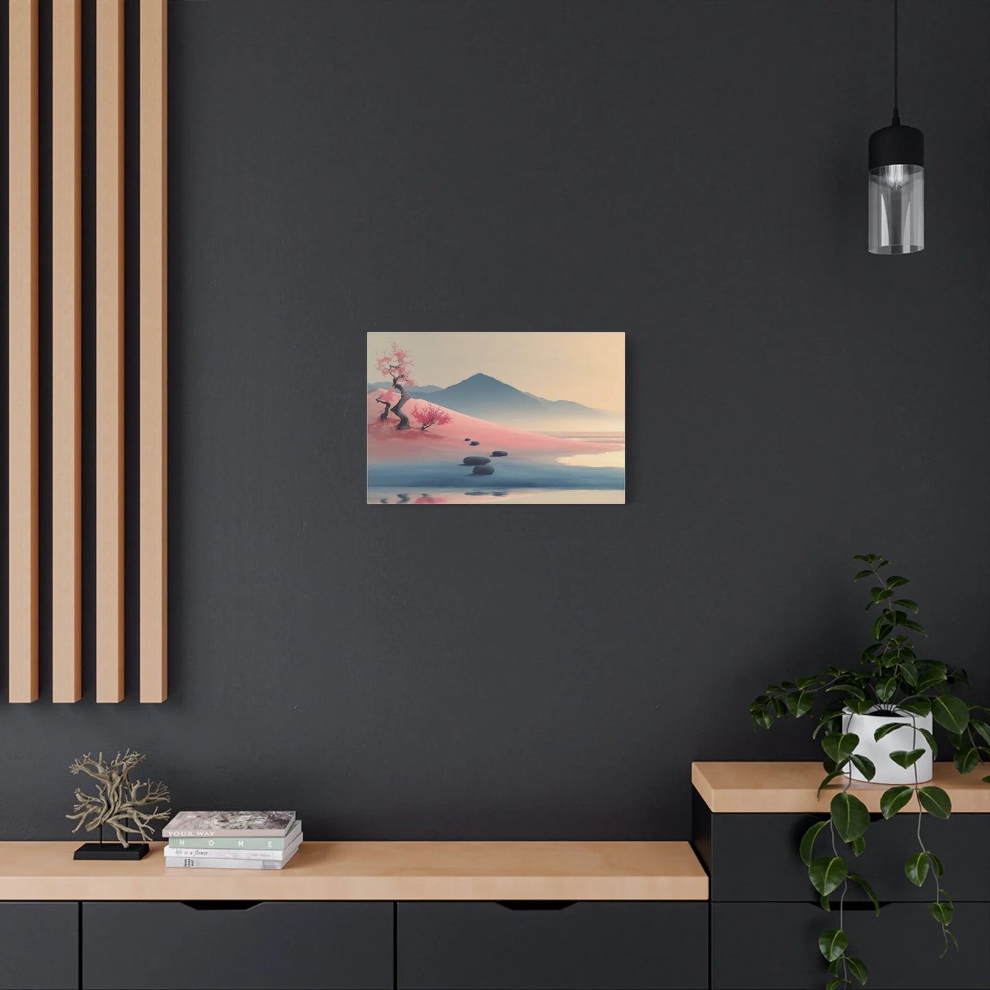 Tableau Détail des pas de pierre noirs en perspective