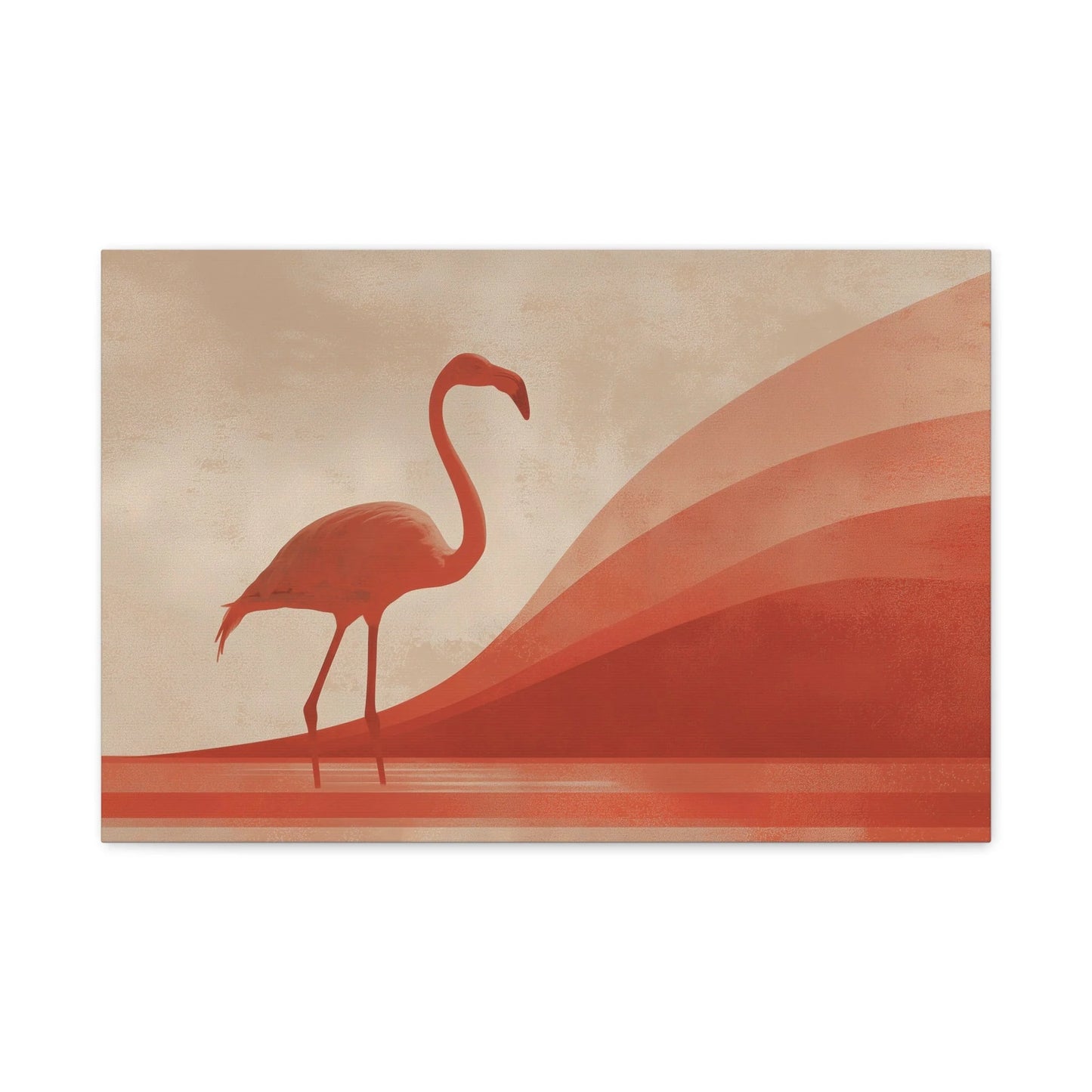 Tableau flamant rose silhouette terracotta — vue principale