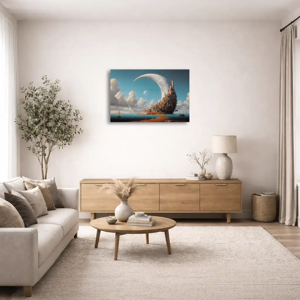 Tableau Ville surréaliste Lunaire