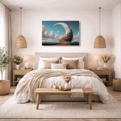 Tableau Ville surréaliste Lunaire