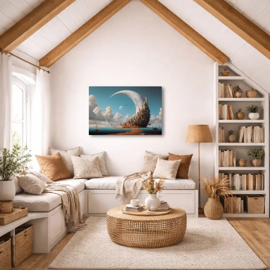 Tableau Ville surréaliste Lunaire