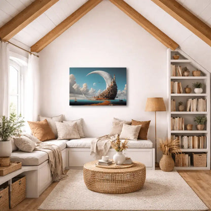 Tableau Ville surréaliste Lunaire