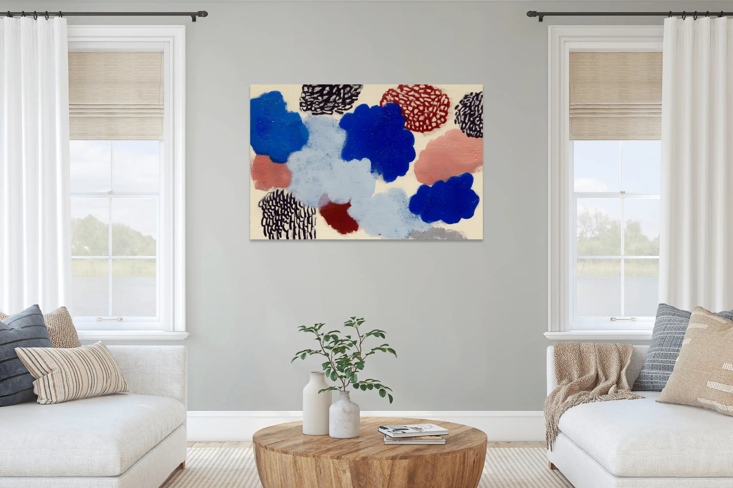 Composition nordique 2 - nuages spongieux cobalt et rose