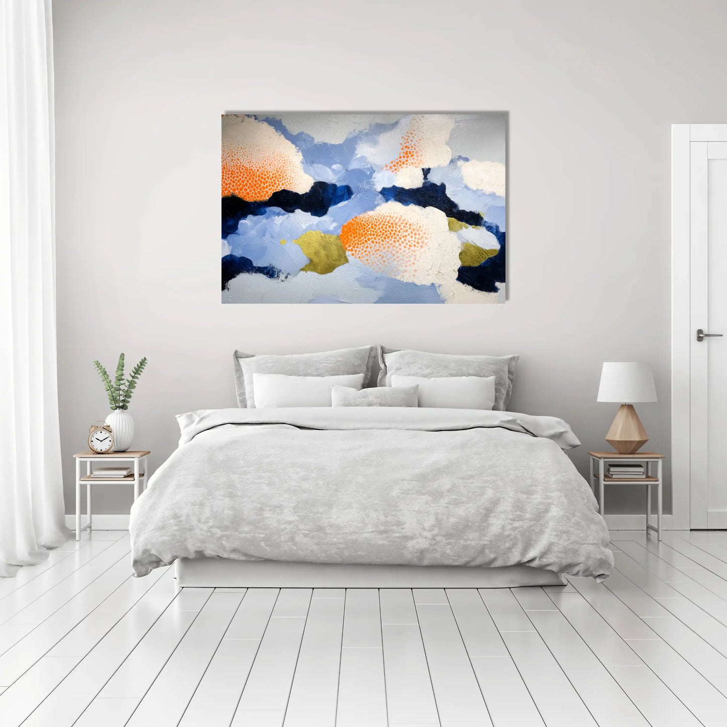 Composition Nordique 1 - nuages indigo et corail