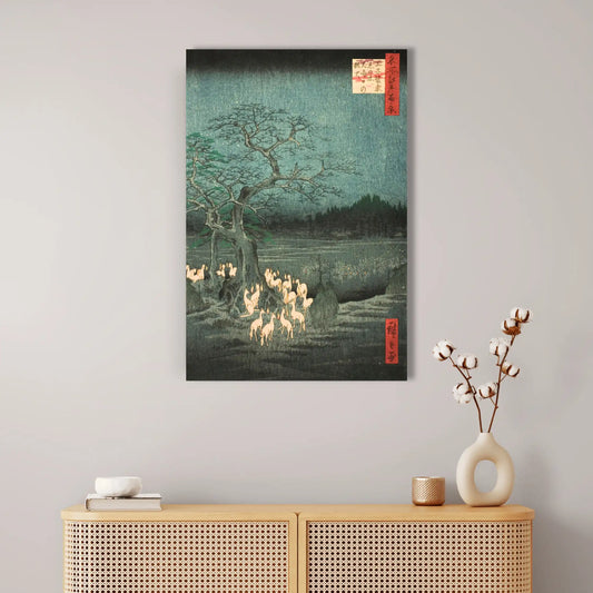 Tableau Hiroshige - Feux renards du réveillon a Oji