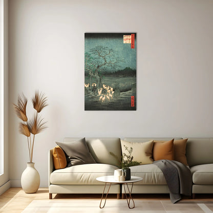 Tableau Hiroshige - Feux renards du réveillon a Oji