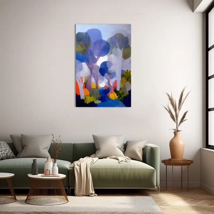 Peinture Forêt nordique indigo et fauve