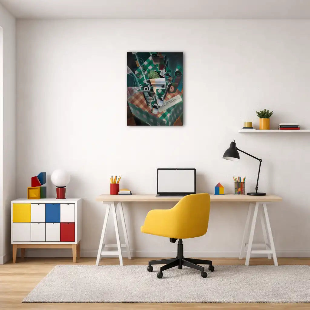 Juan Gris – Stillleben mit kariertem Tischtuch – Kunstdruck