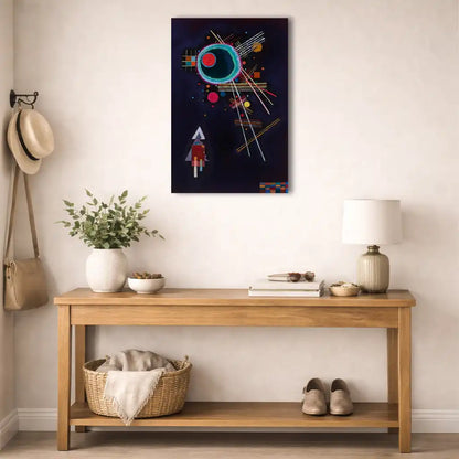 lignes d'azur toile abstraite fond noir cercle turquoise stries blanches géométrie nocturne détail texture premium