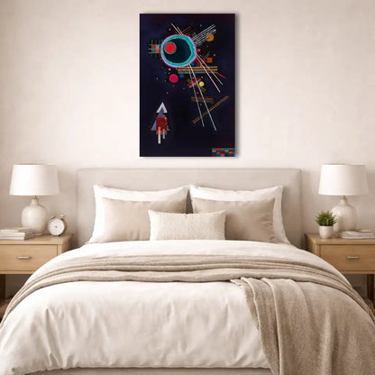 lignes d'azur tableau abstrait sur fond noir cercle turquoise émeraude stries et lignes fines détail toile texture premium