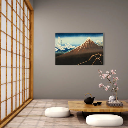 Katsushika Hokusai - Orage sous le sommet de la montagne (Sanka hakuu)