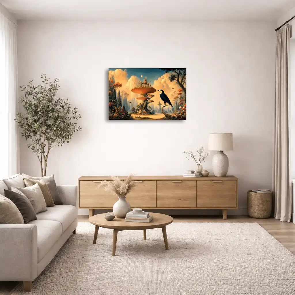 Tableau royaume surréaliste des Champignons