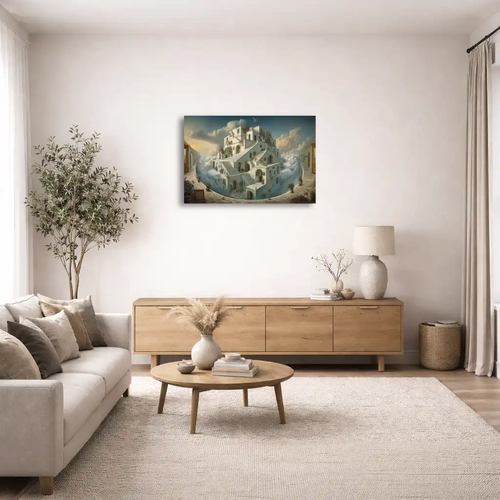 Tableau - Le palais surréaliste aux escaliers