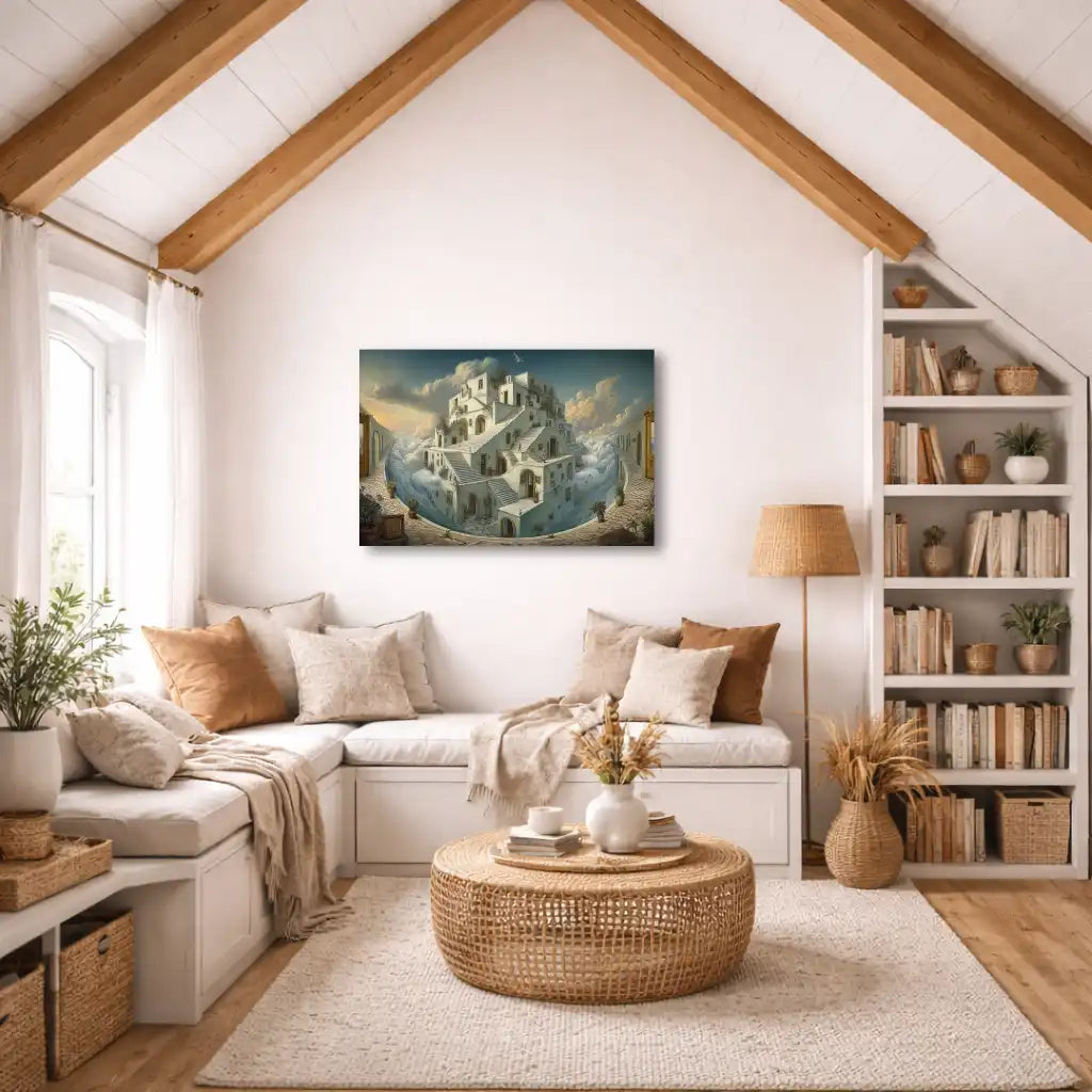 Tableau - Le palais surréaliste aux escaliers