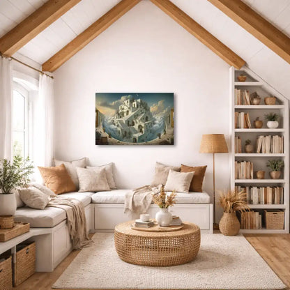 Tableau - Le palais surréaliste aux escaliers