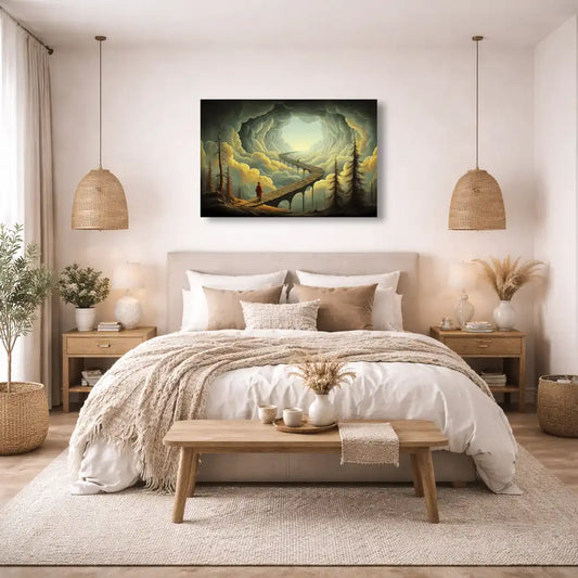 Toile - La Passerelle vers la Lumière - Route surréaliste dans les nuages