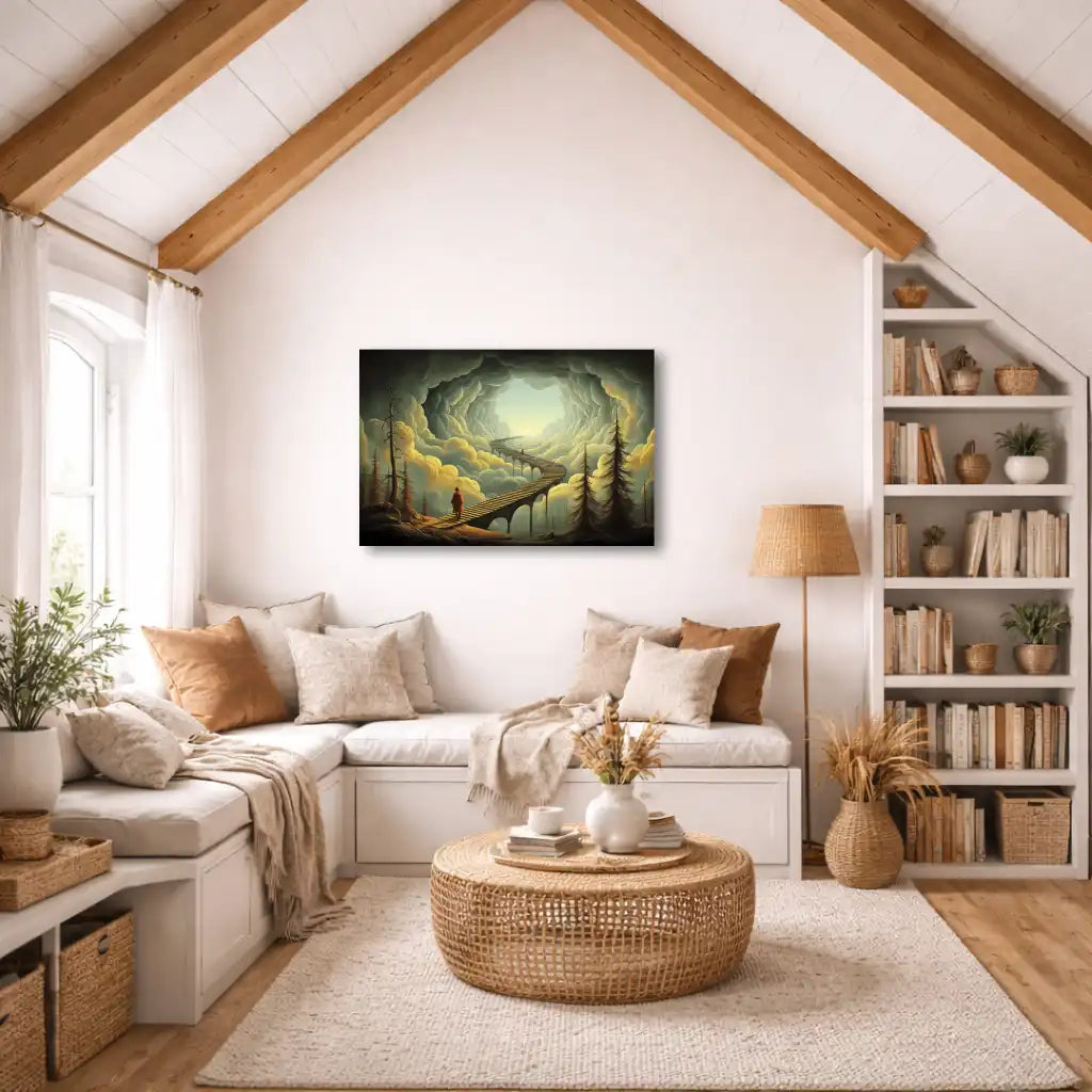 Toile - La Passerelle vers la Lumière - Route surréaliste dans les nuages