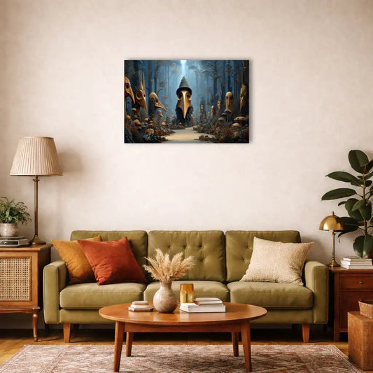 Toile surréaliste - Le conseil des masques