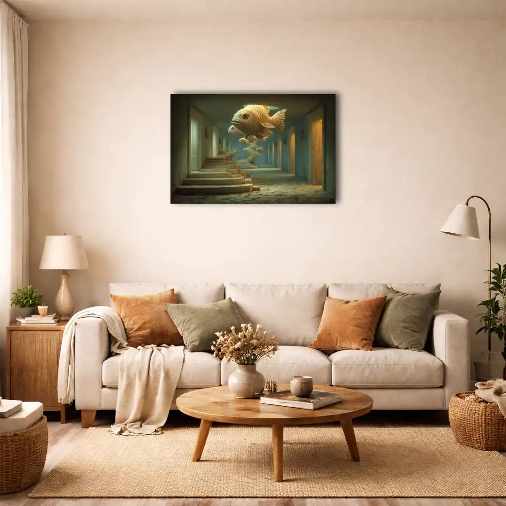 Der Korridor der surrealen Fische – Leinwand