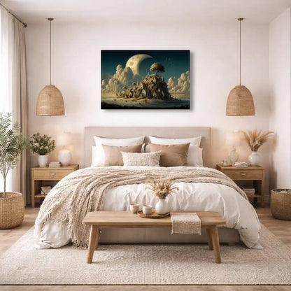 Tableau surréaliste Le Village sous la Lune