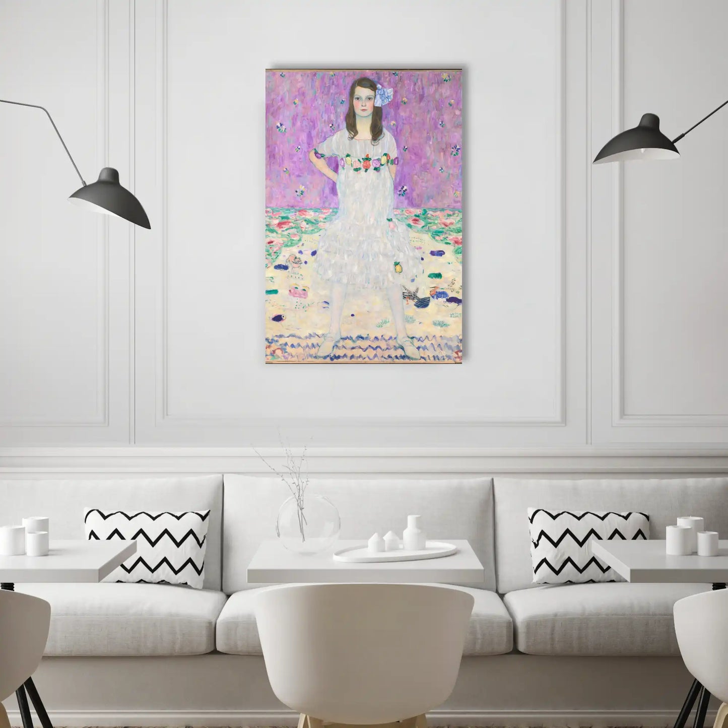 Tableau - Mada Primavesi - Klimt – portrait floral sur fond mauve