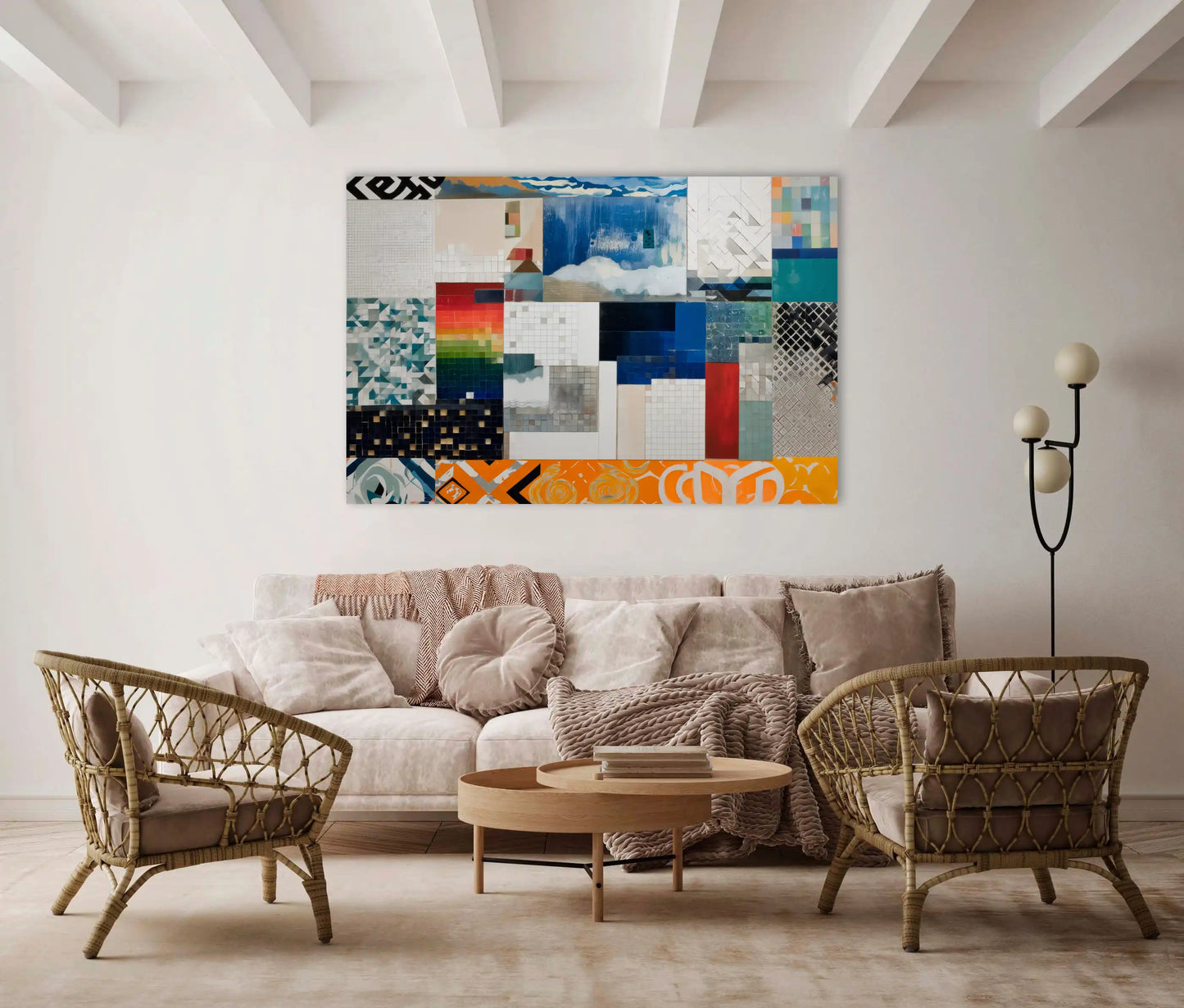 Toile Mosaïque boréale kaléidoscope – patchwork du Grand Nord