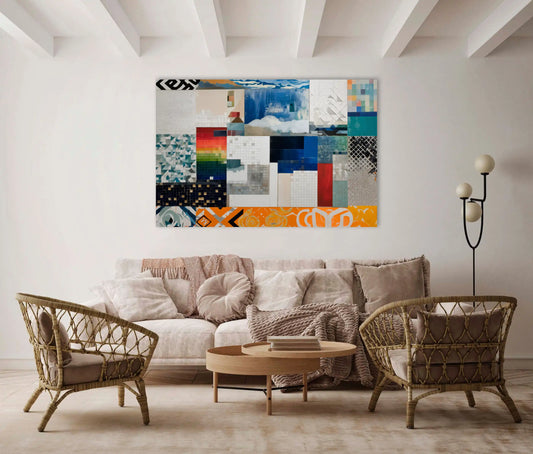 Toile Mosaïque boréale kaléidoscope – patchwork du Grand Nord