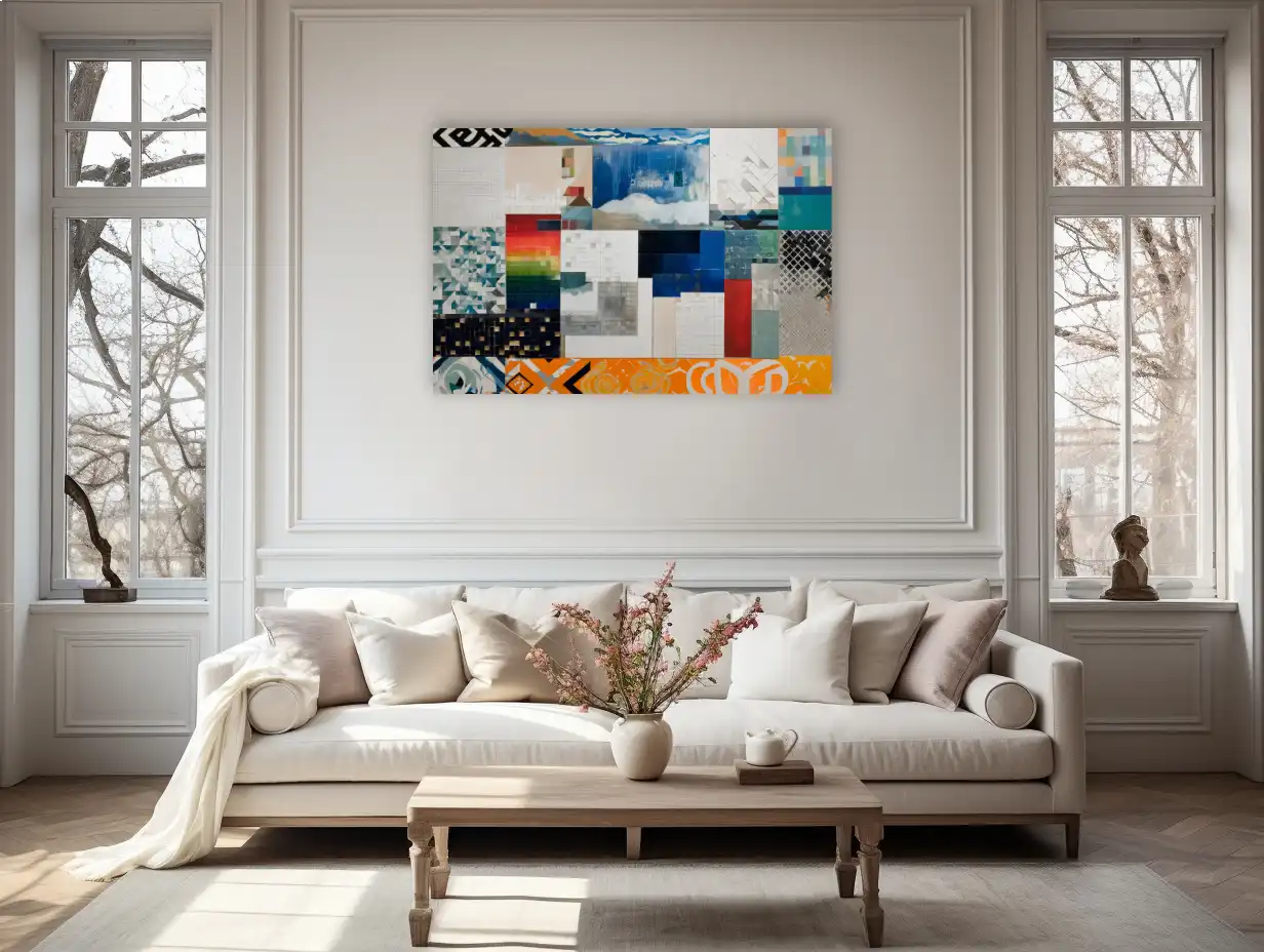 Toile Mosaïque boréale kaléidoscope – patchwork du Grand Nord
